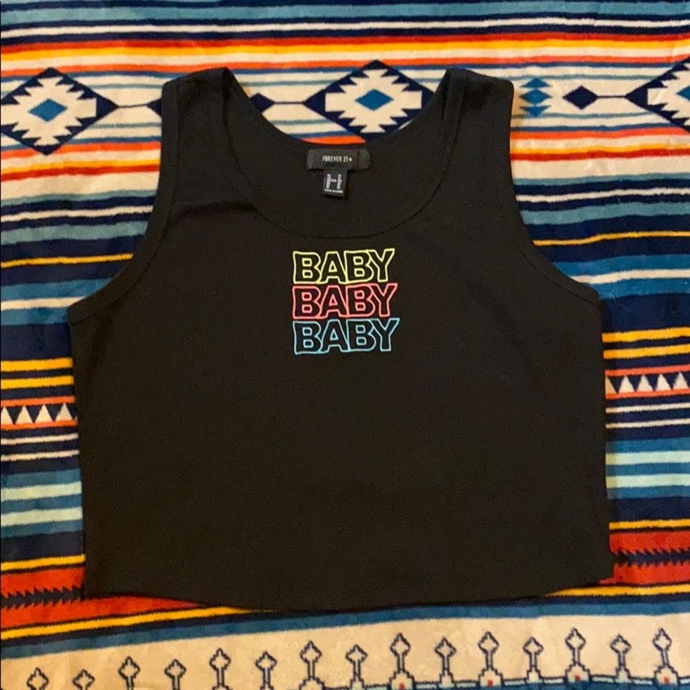 Black crop top with lettering
